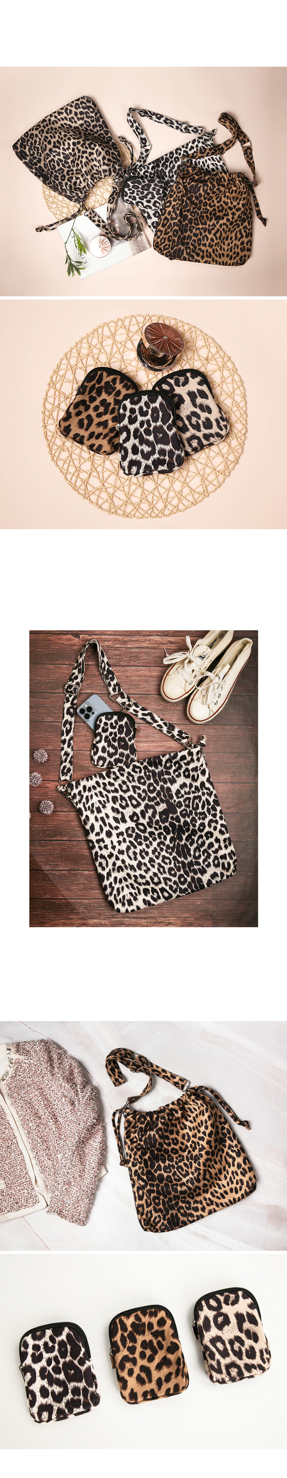 String Leopard Bag with Mini Pouch-Holiholic