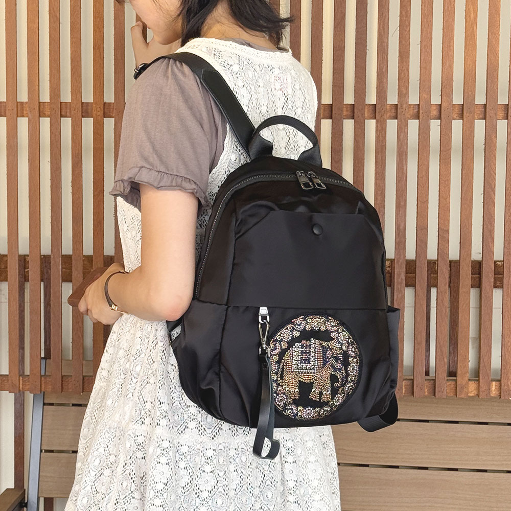 BR_24-38 캐주얼 큐빅 코끼리 블랙 백팩