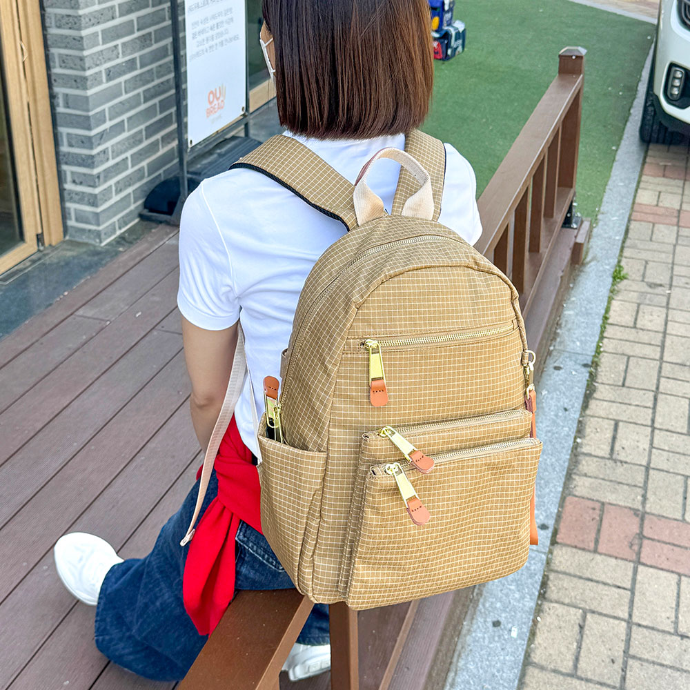 BR_25-21 데일리 캐주얼 체크 여성 백팩