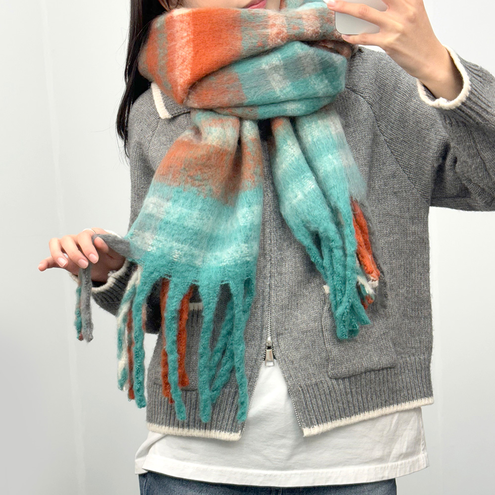 CT_1005 겨울 체크 목도리 레게 숄 머플러