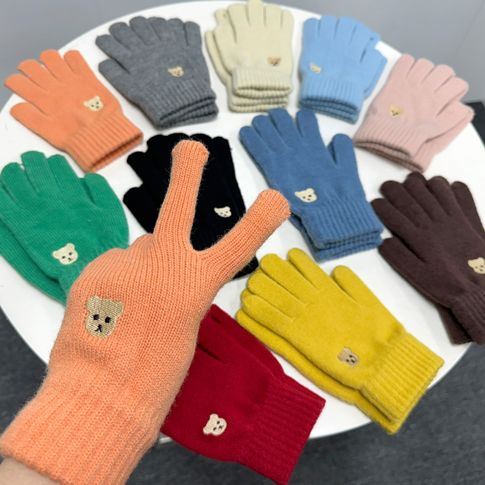 DKES_G01 스마트폰 터치 핑거홀 주니어 곰돌이 장갑/주니어용