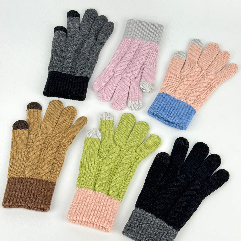 DKES_G06 스마트폰 터치 꽈배기 투톤 장갑/여성용