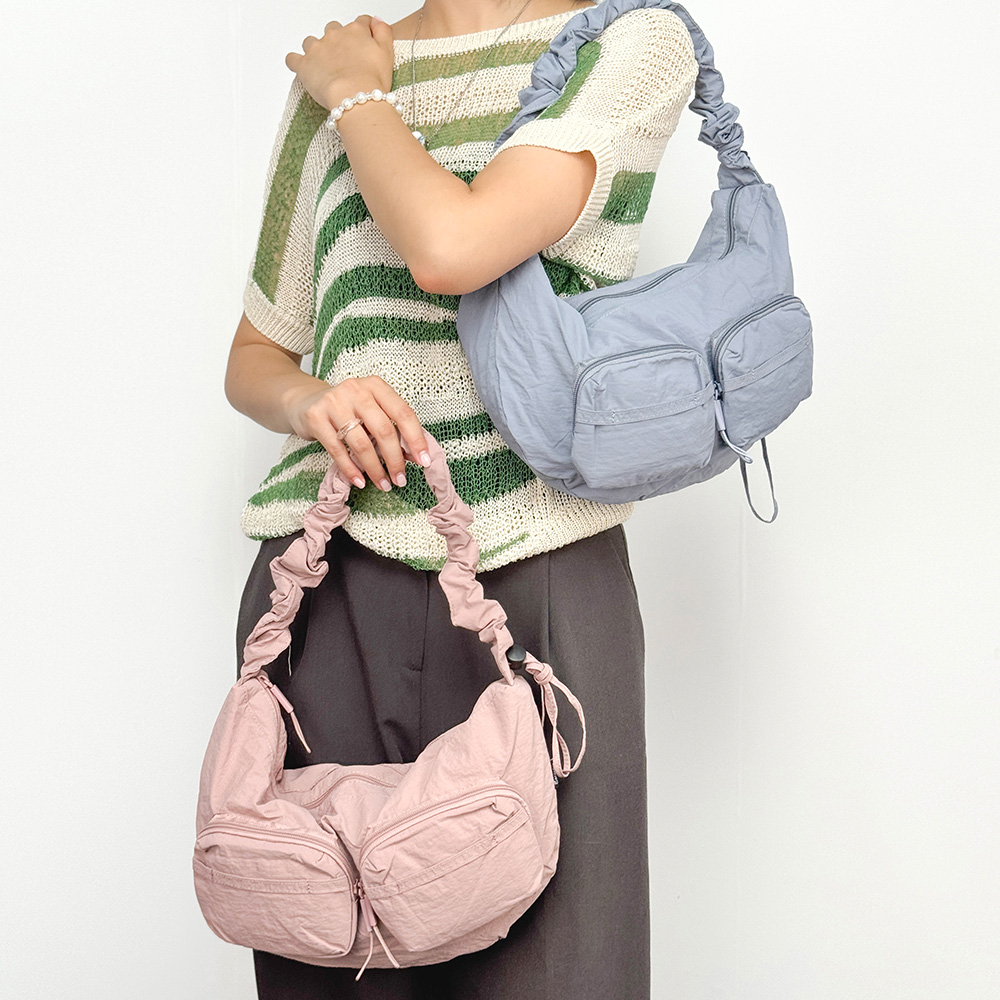 DKES_715-10 캐주얼 투포켓 곱창끈 크로스백