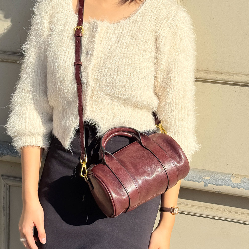 DKES_G8027 여성 가죽 원통형 토트 크로스백