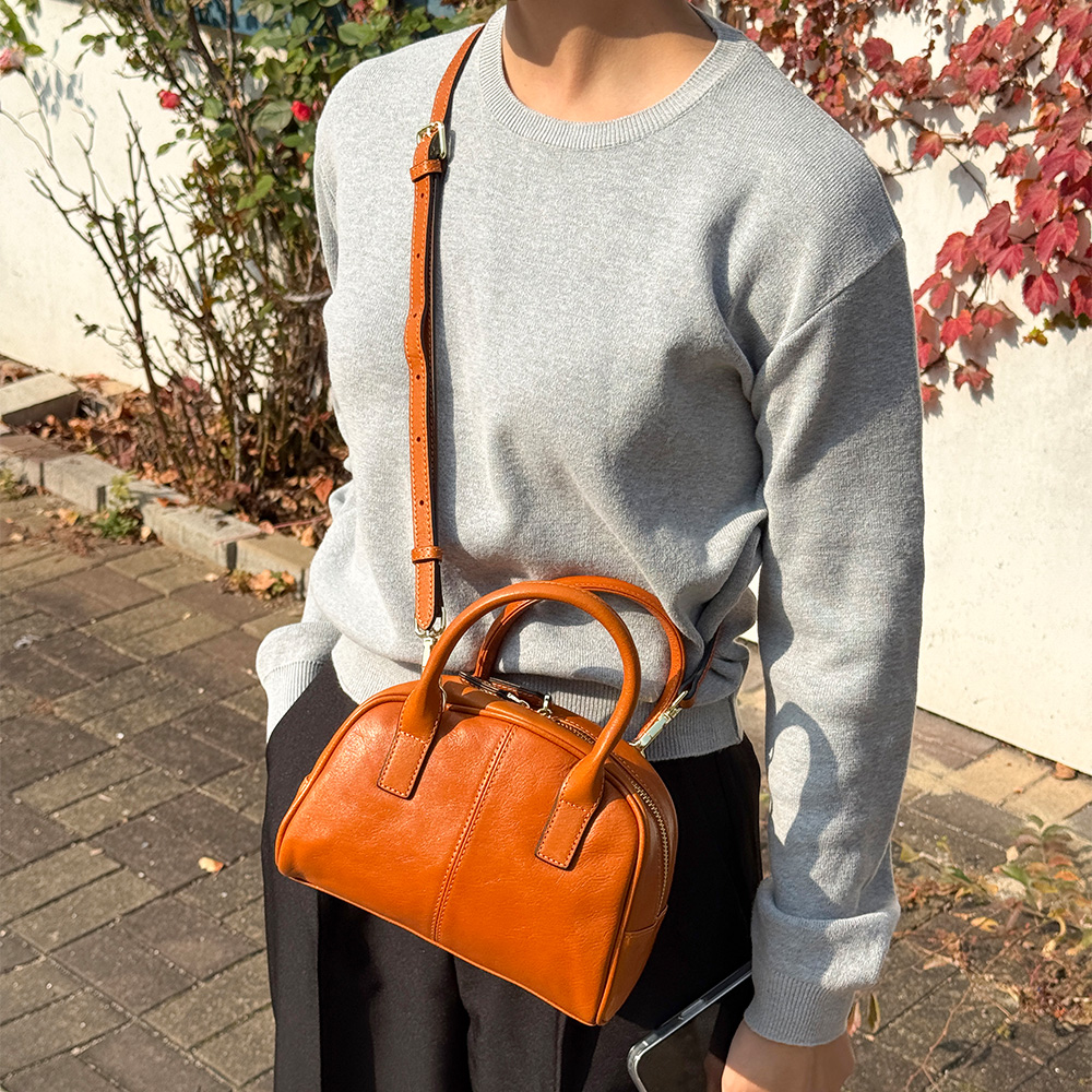 DKES_G8075 여성 가죽 미니 보스턴 토트 크로스백