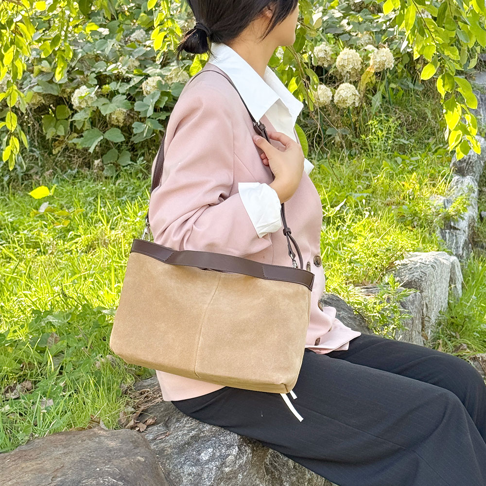 FC_10-205 여성 가죽 스웨이드 토트 크로스백