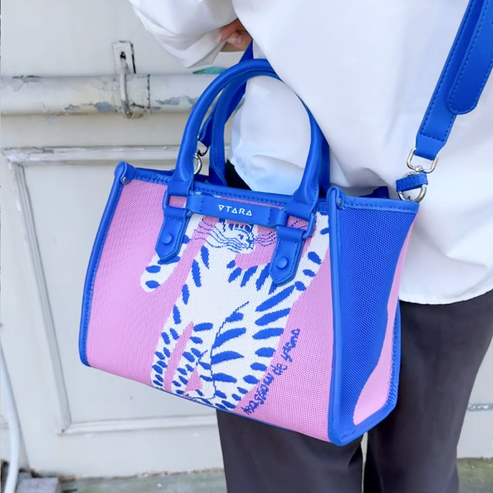 FC_4490S 여성 자가드 사각 토트 크로스백(소)