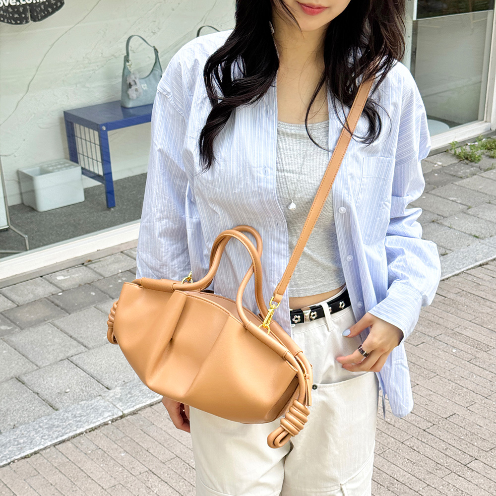 FC_P006 여성 가죽 주름 토트 크로스백 만두 가방