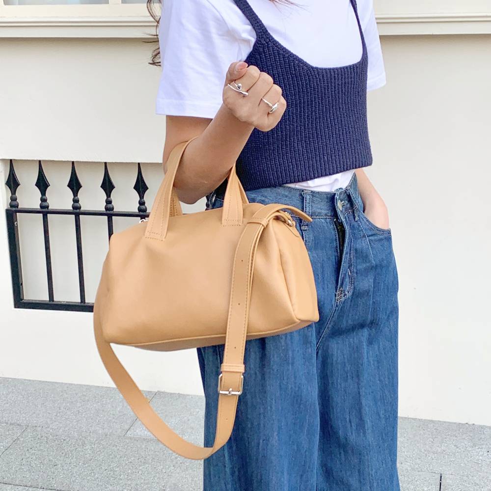 MT_24243 심플 소프트 여성 레더 보스턴 토트 크로스백