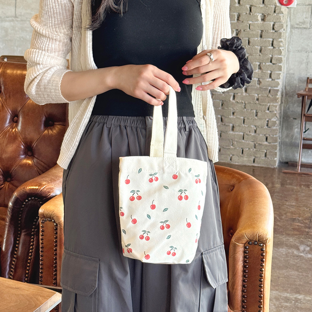 OP_M2385 에코백 캔버스 앵두 미니 토트백