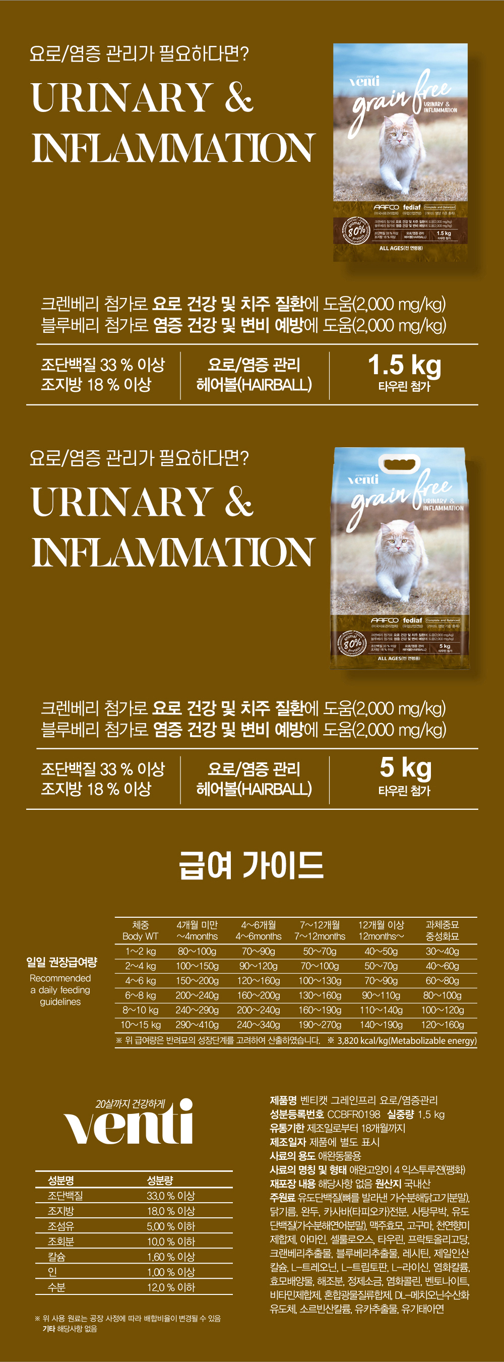 GA-22956 YEW_벤티 고양이사료 그레인프리 피부 관절케어 5kg 상세 이미지 5
