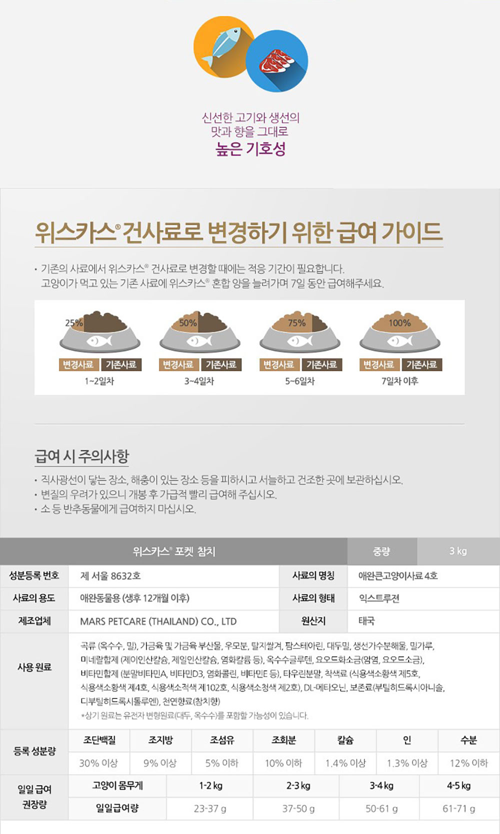 GA-22965 YEW_위스카스 고양이사료 참치 3kg 상세 이미지 5