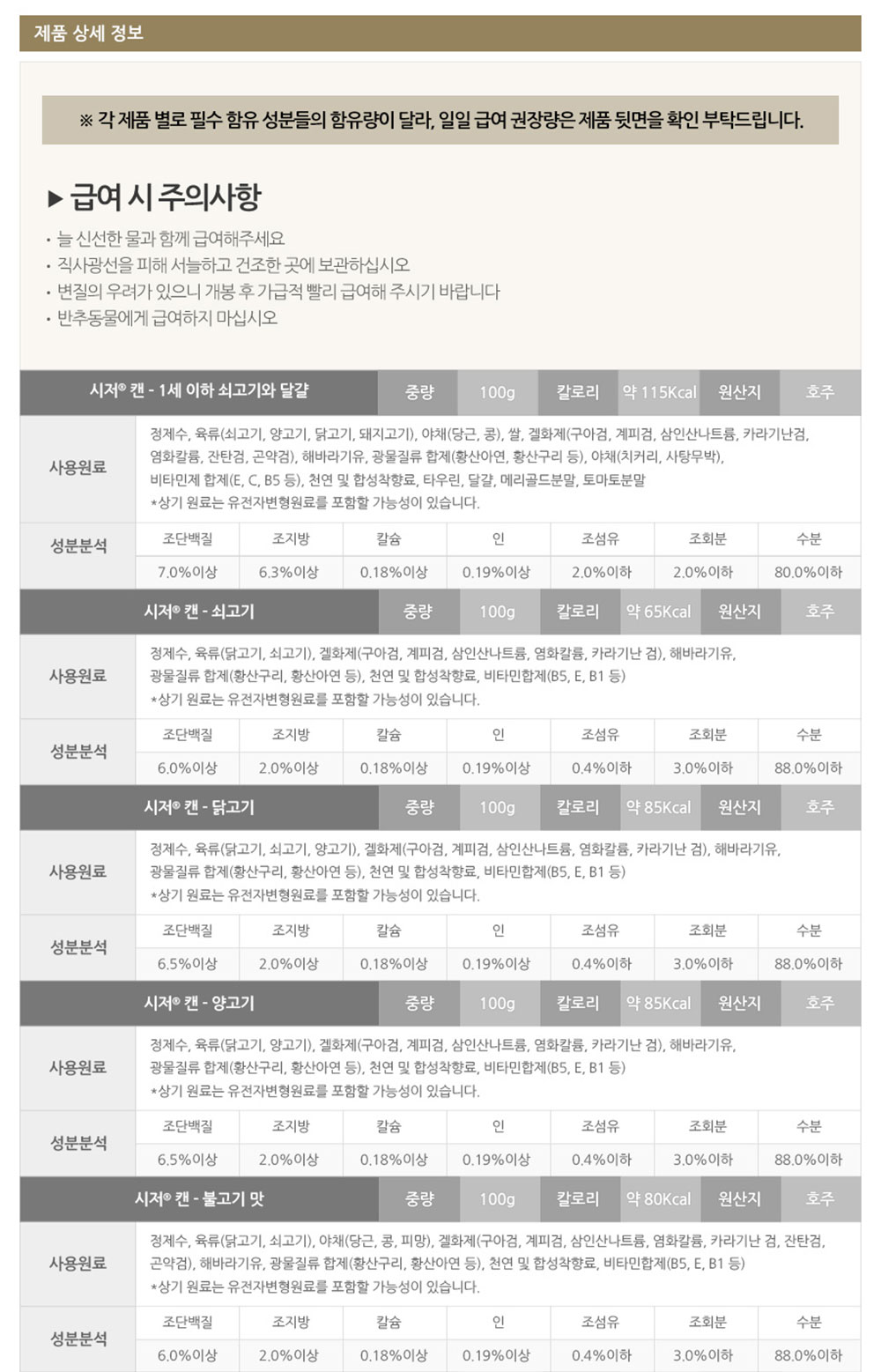 YEW_시저 11세이상 닭고기 캔 100g 상세 이미지 5
