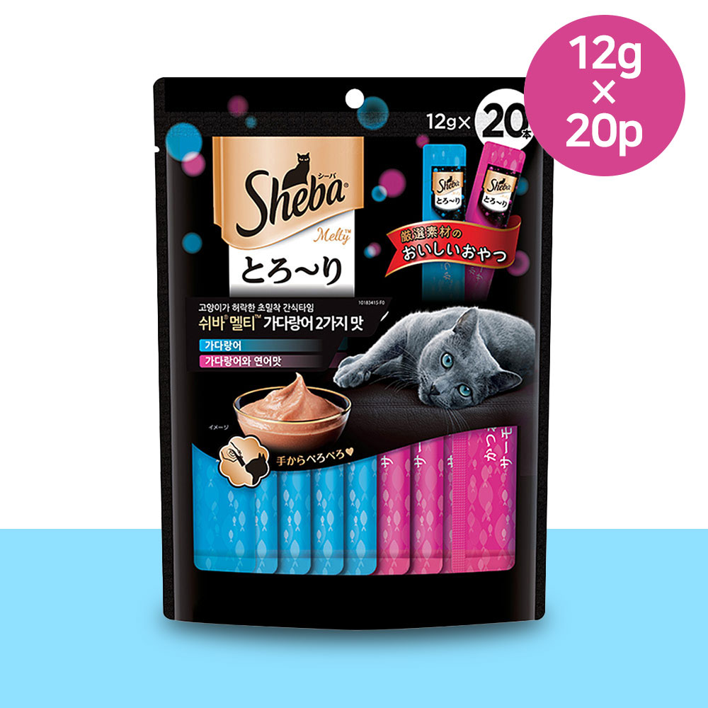 YEW_쉬바 멜티 고양이 짜먹는 간식 가다랑어 2가지 맛 (12g&times;20p) 240g