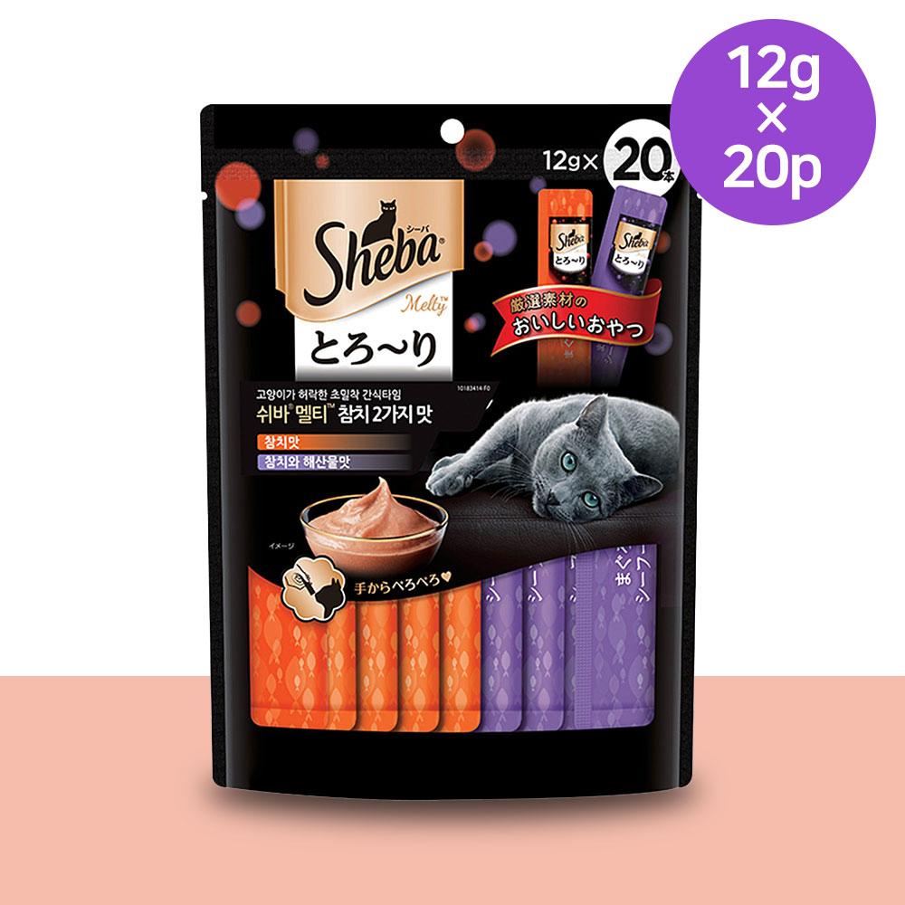YEW_쉬바 멜티 고양이 짜먹는 간식 참치 2가지 맛 (12g&times;20p) 240g