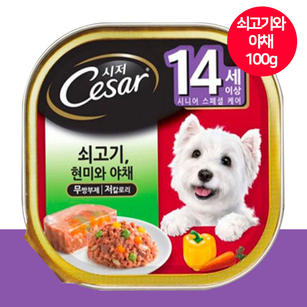 YEW_시저 14세이상 쇠고기와 야채 캔 100g