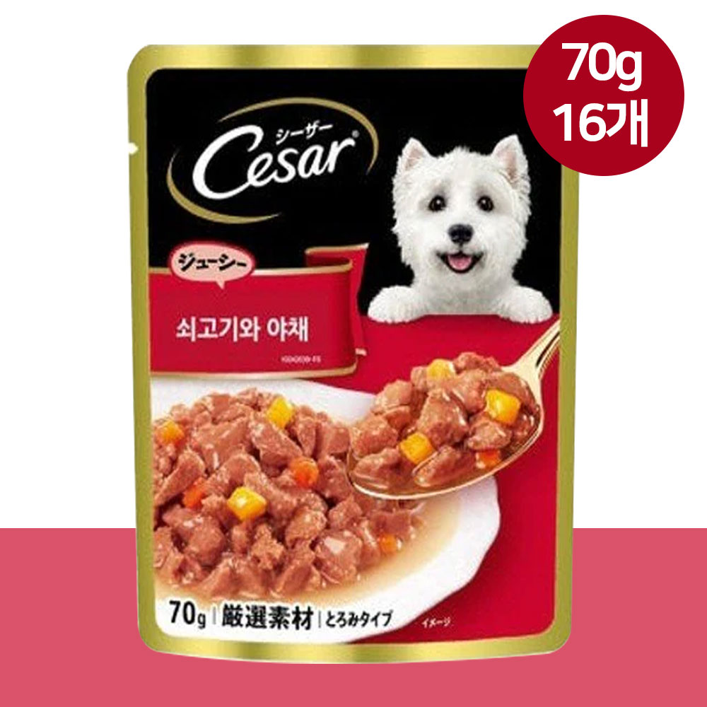 YEW_시저 파우치 쇠고기와 야채 70g, 16개