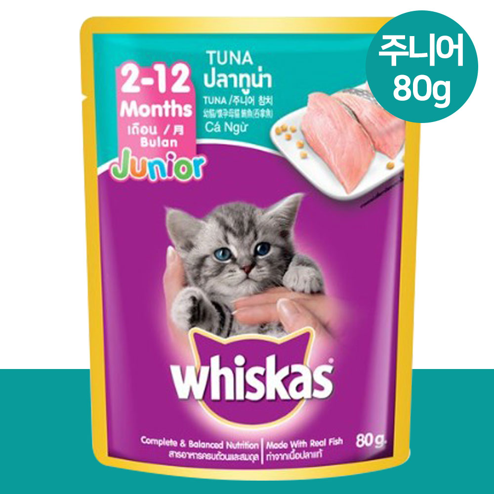 YEW_위스카스팩 고양이사료 주니어 참치 80g
