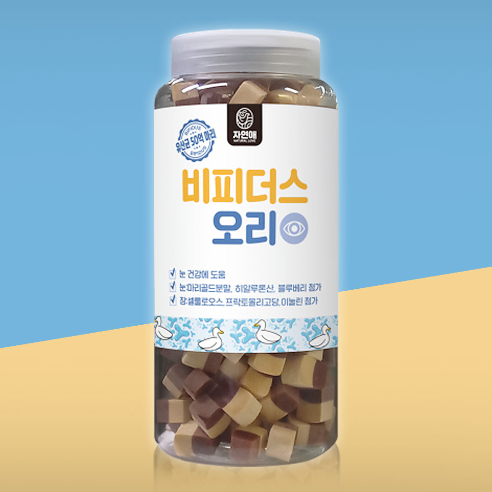 YEW_자연애 강아지 간식 유산균(장+눈)트릿 오리 500g, 1개