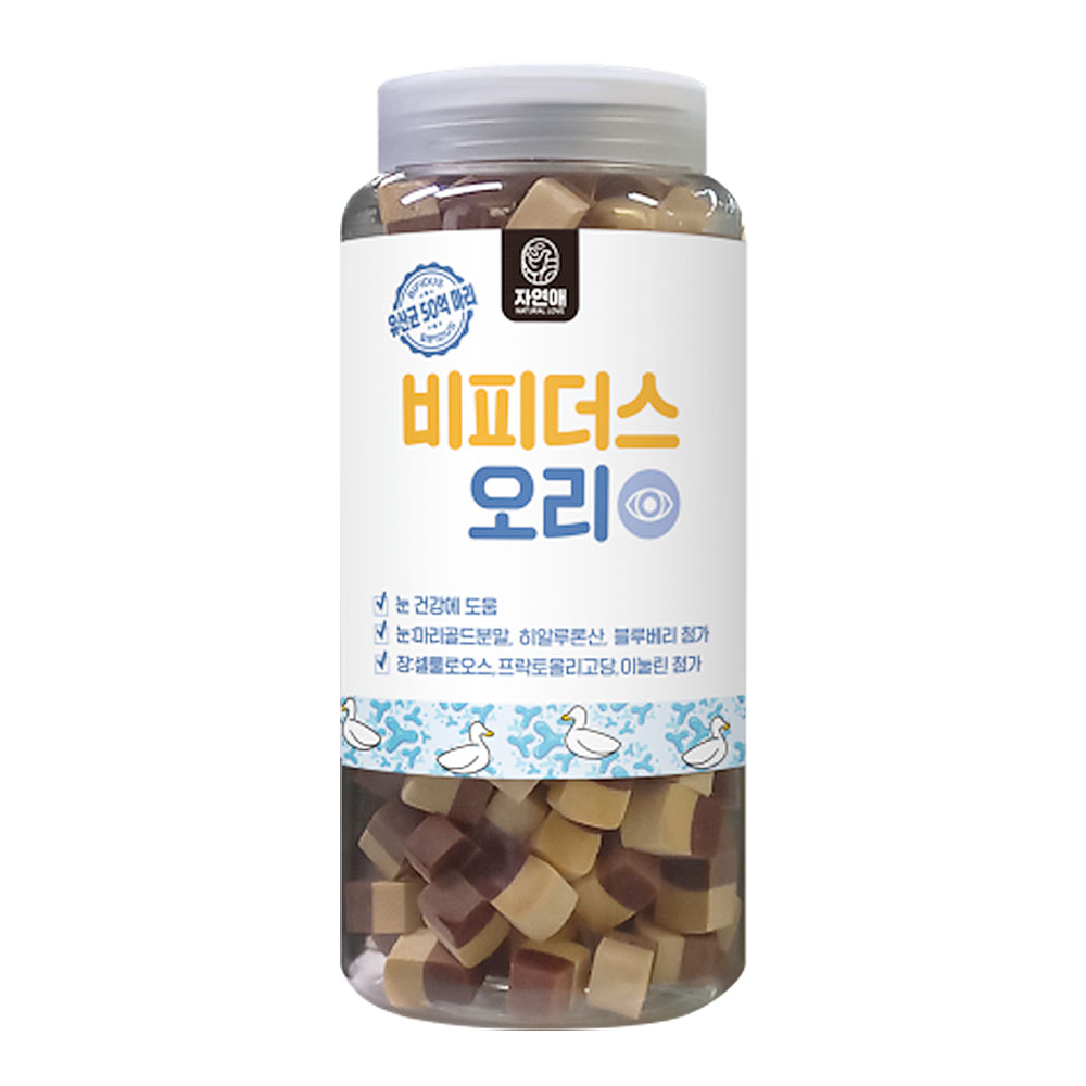YEW_자연애 강아지 간식 유산균(장+눈)트릿 오리 500g, 1개
